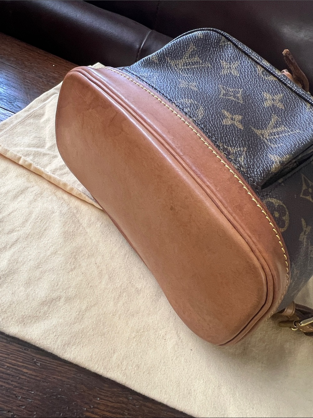Louis Vuitton Monogram Mini Backpack in Brown and Tan Leather Trim - Picture 7 of 11